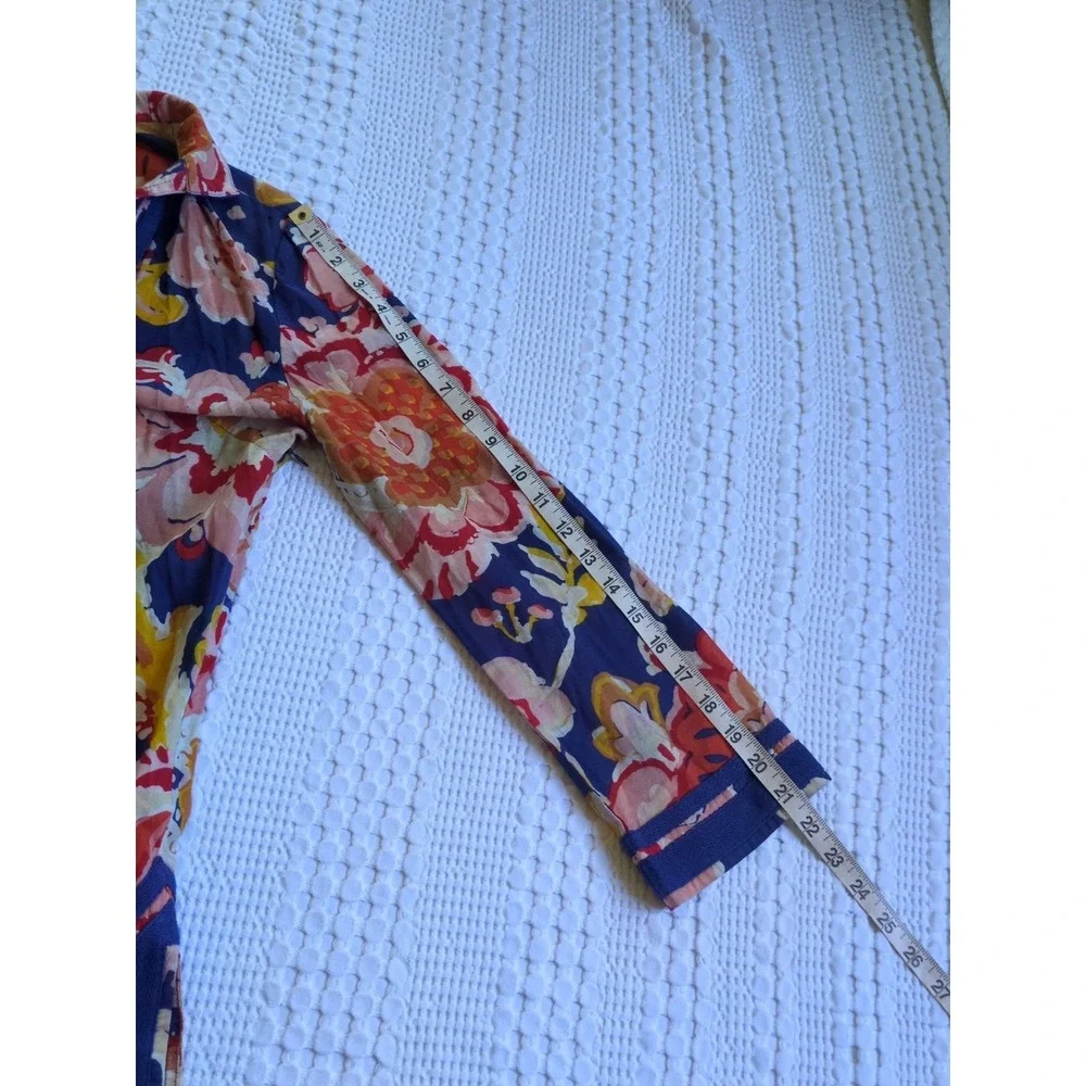 Tory Burch Wildflower Print Floral Tunic Multicolor Size 6‎ Side Zip Pullover